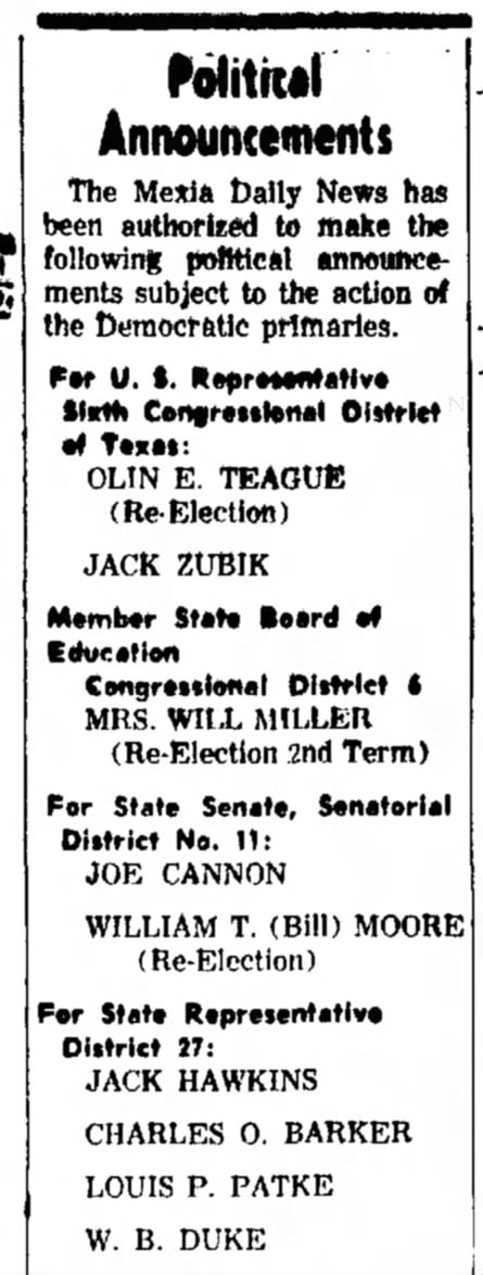 Jack Zubik -- political announcement