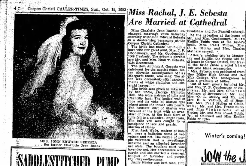Rachal and J.E. Sebesta marriage announcement