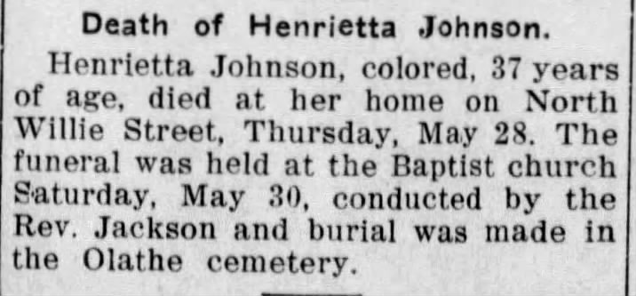 Obituary for Henrietta Johnson