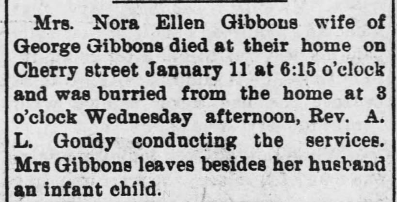 Obituary for Nora Ellen Gibbons