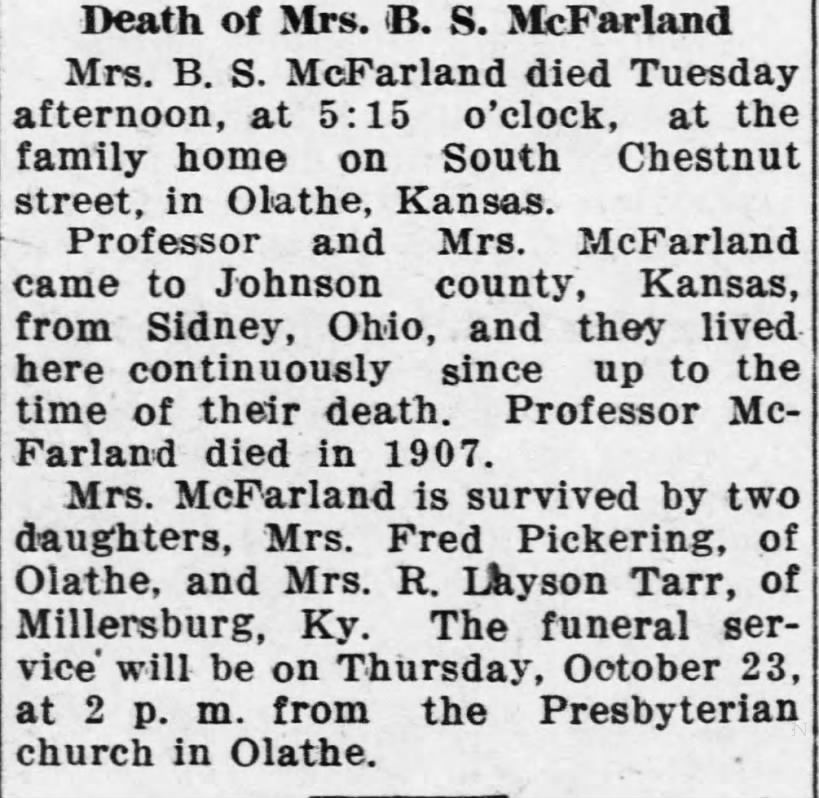 Obituary for B. S. McFarland