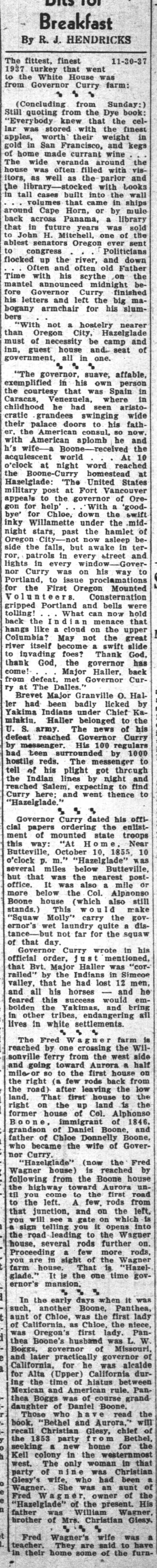Includes info on Panthena Boggs
The Oregon Ststesman, Salem
30 Nov 1937-Tue.