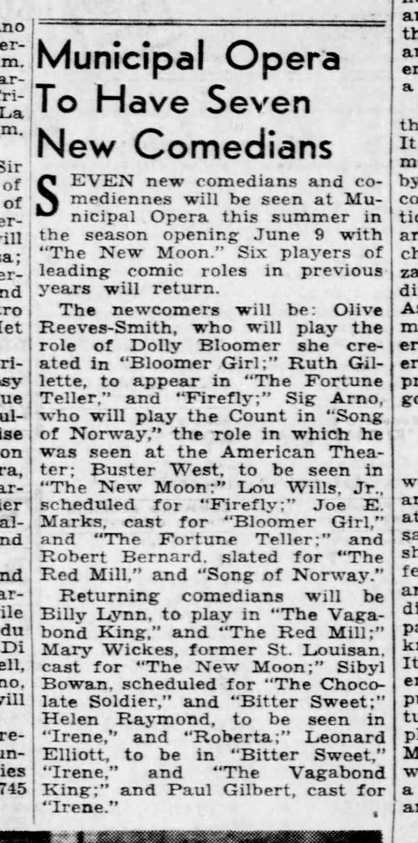 1949_Municipal Opera To Have Seven New Comedians