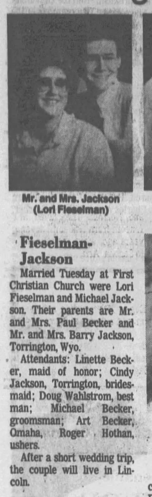 Fieselman-Jackson marriage