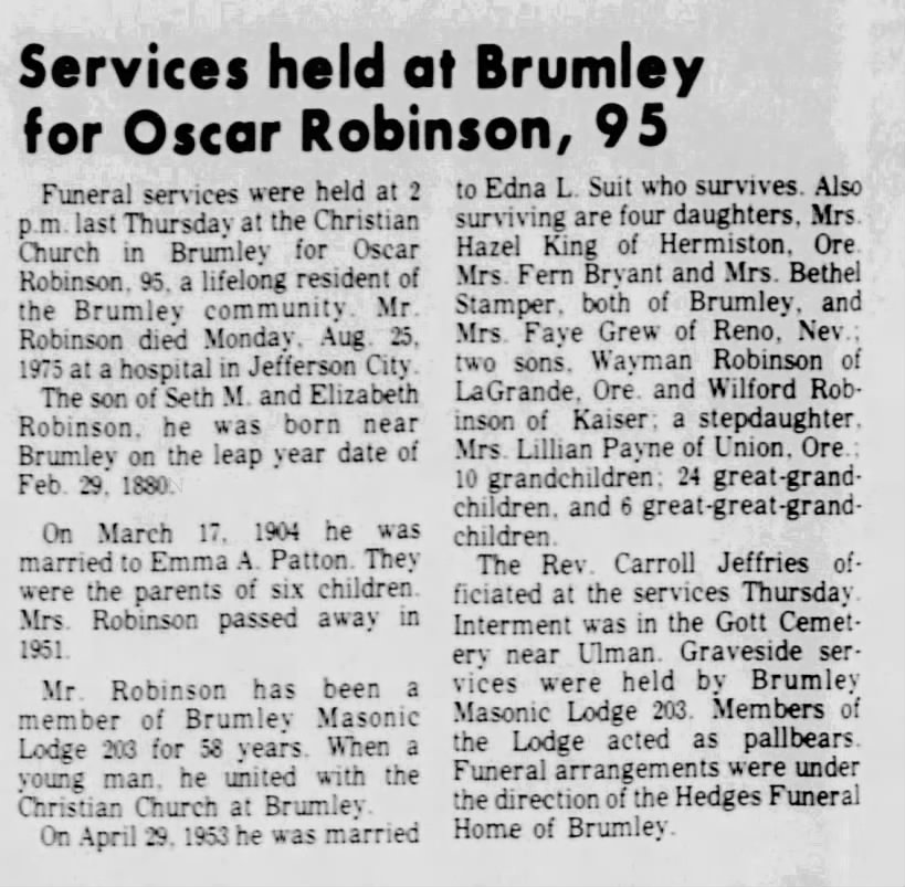 Obituary for Oscar Robinson