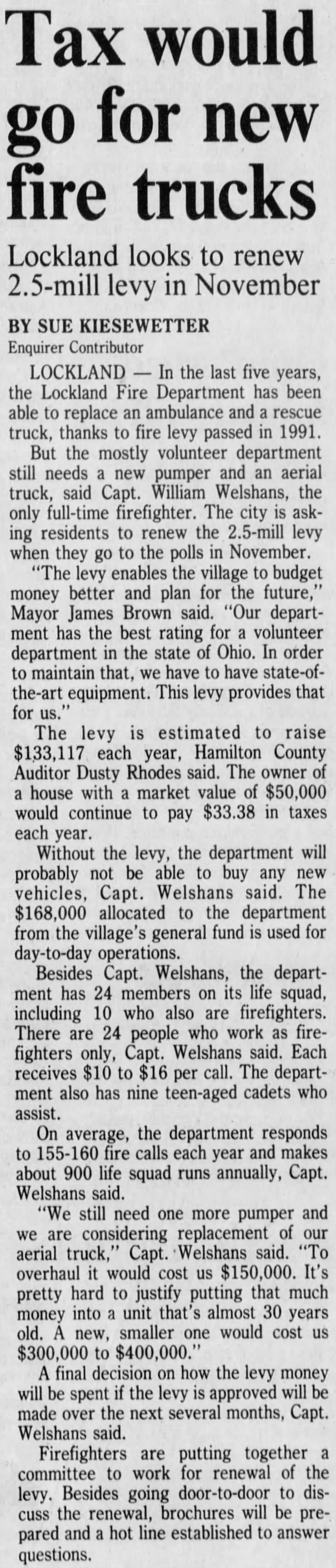 1996-01-26 - Lockland levy for new fire trucks