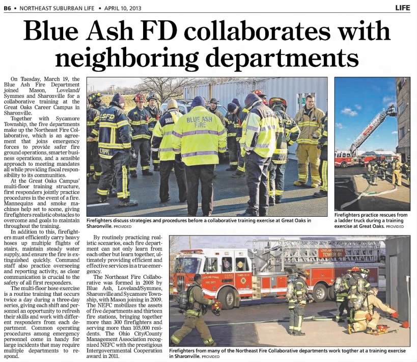 2013-04-10 - Blue Ash FD joins collaborative between area FD's