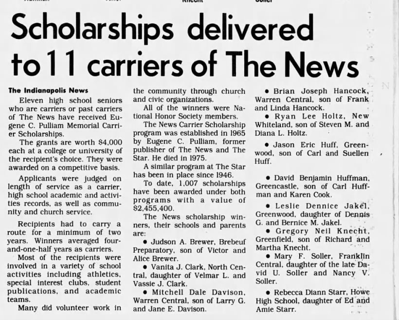 Scholarships delivered to 11 carriers of The News