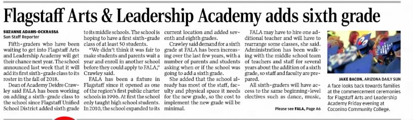 Flagstaff Arts & Leadership Academy adds sixth grade