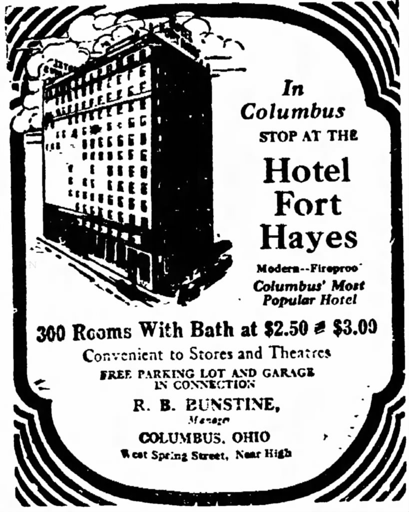 1930 Hotel Fort Hayes Ad
