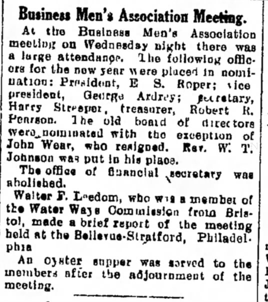 Business Men's Association Meeting 12/6/1907