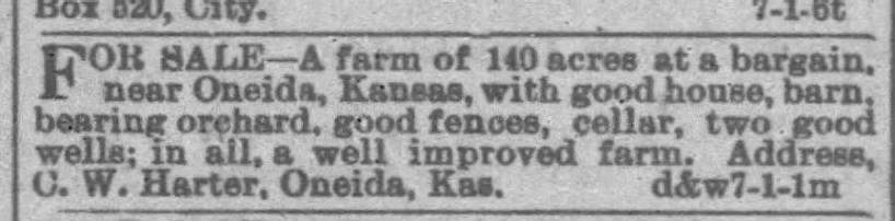 Caleb sells his farm 1885