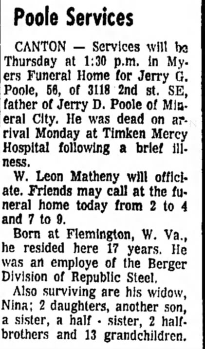 Jerry G Poole Obituary
