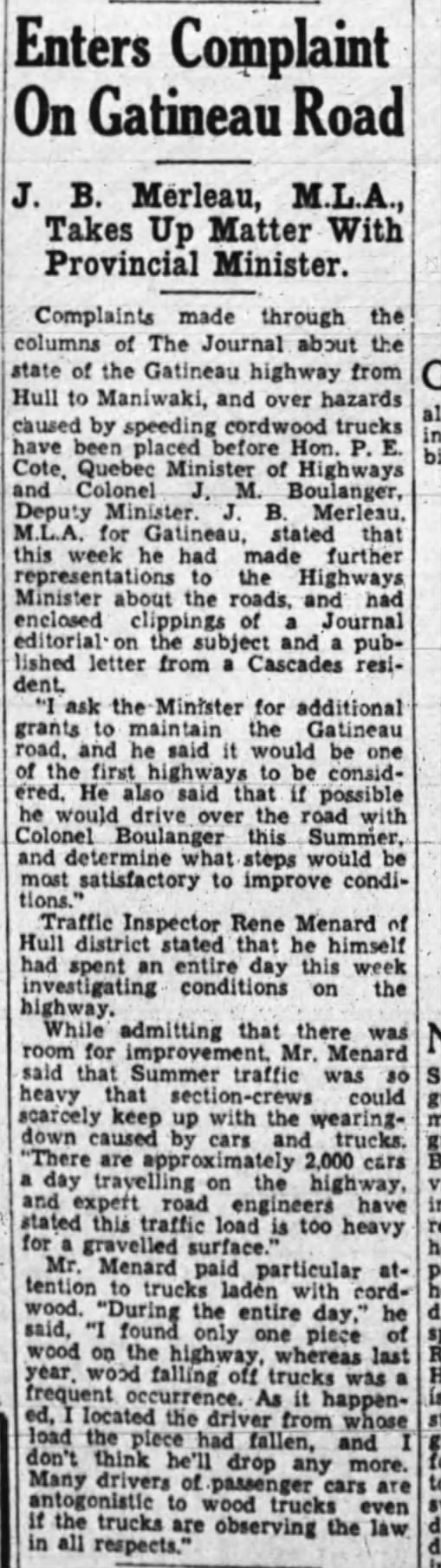 Road condition-July 1936
