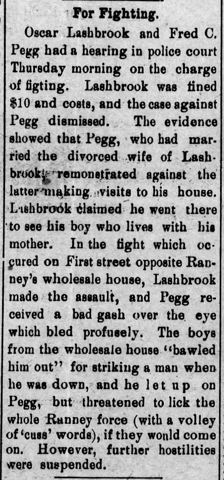 Oscar Lashbrook fighting with Fred C Pegg