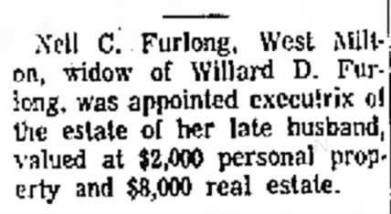 Willard D. Furlong's widow