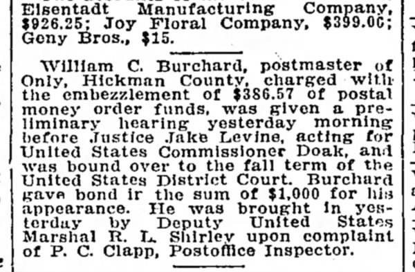 Burchard, William C. (Postmaster, Embezzlement)
