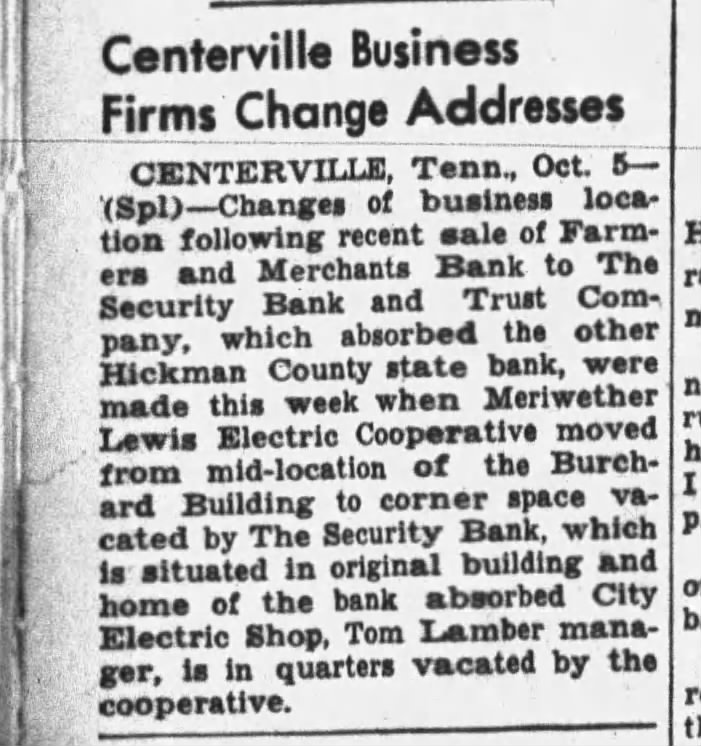 Centerville Business - Banks Absorbed