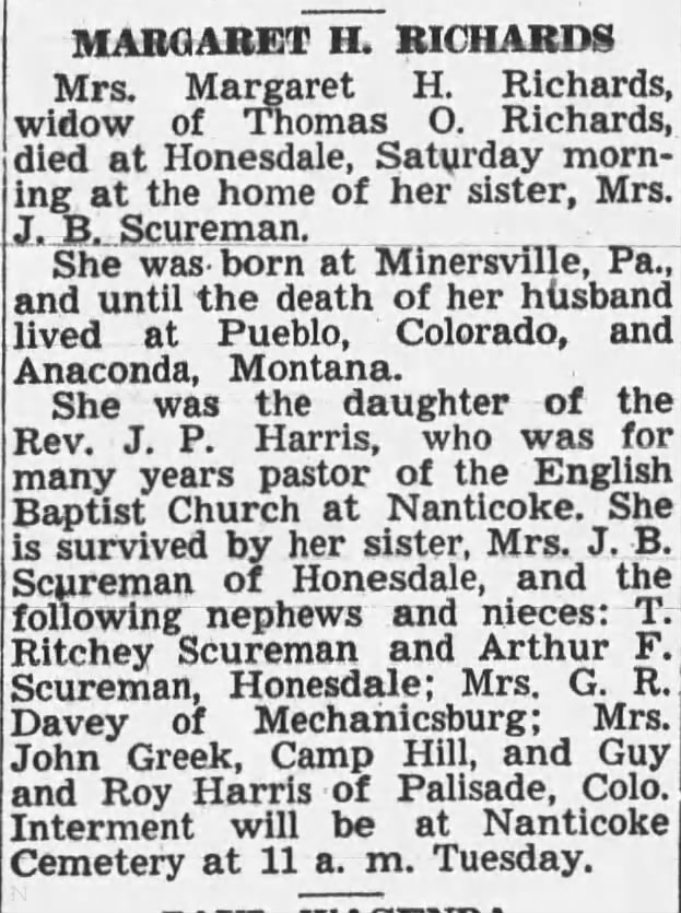Margaret Harris Richards Obituary