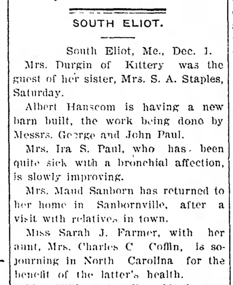 1902 Dec 01 Sarah Farmer with her aunt in North Carolina