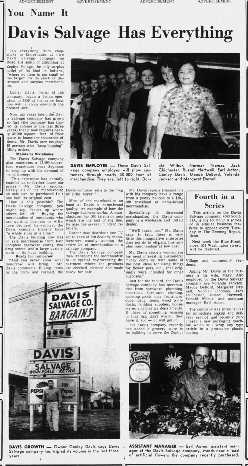 23 Mar 1965 article Davis salvage