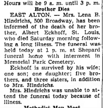Albert Eckhoff death May 1950