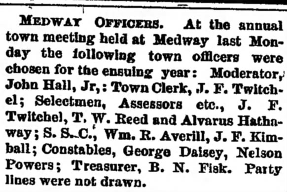 William R. Averill, Medway, 1880.