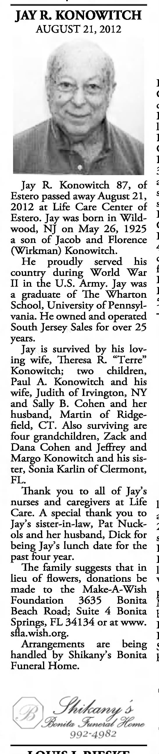 Obituary: Jay Konowitch