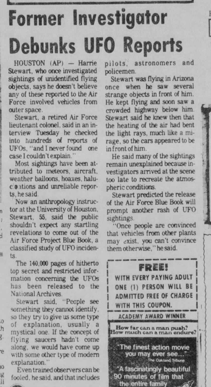 Debunks UFO Reports - VMS Jul 21 1976