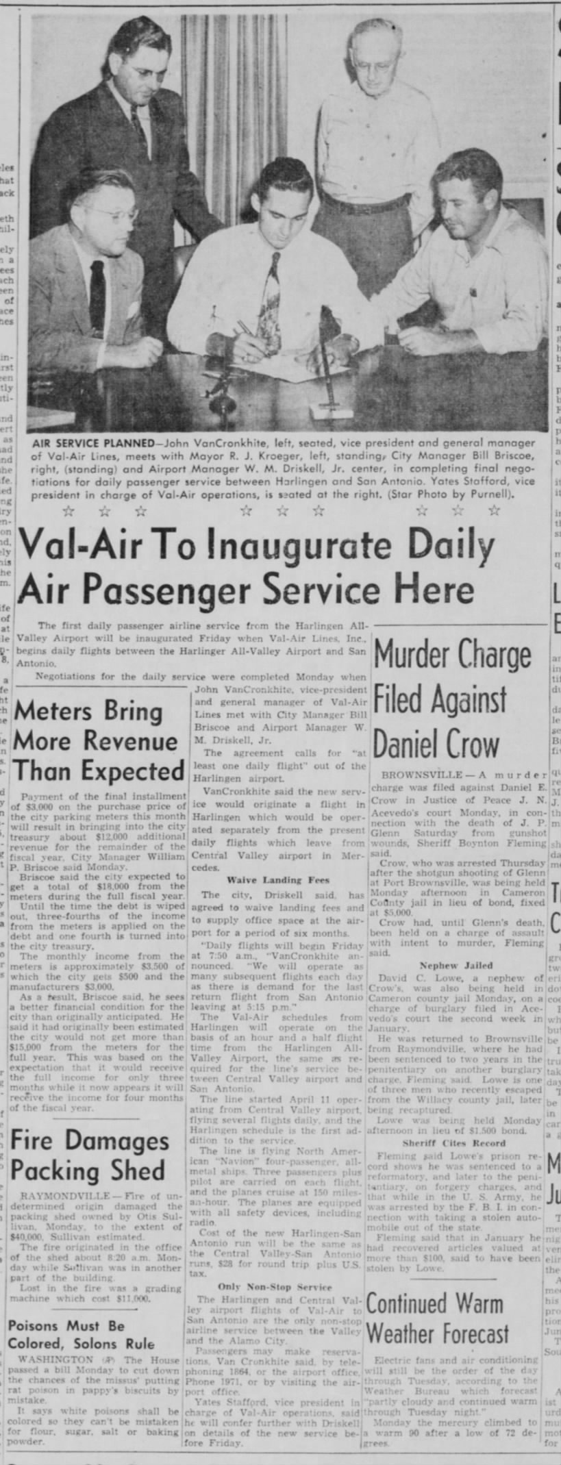 Val Air Central Valley Airport Valley Morning Star May 13 1947