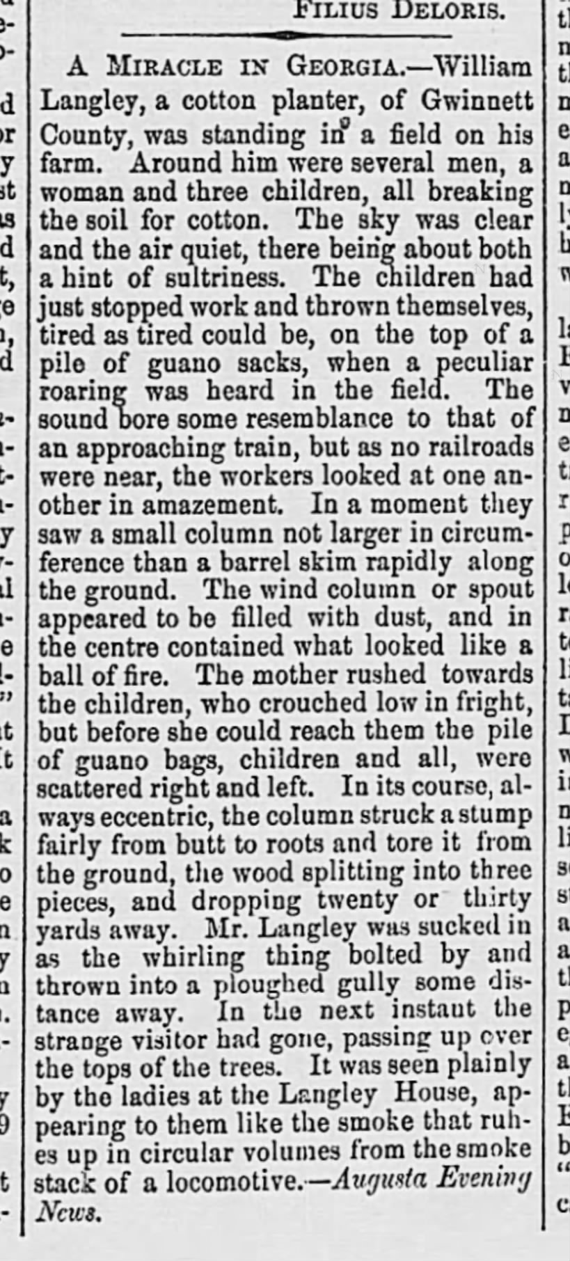 Strange fireball story 1879