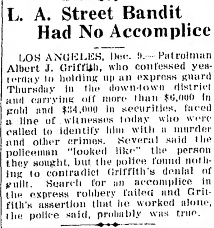 AJ Griffith crime 1916