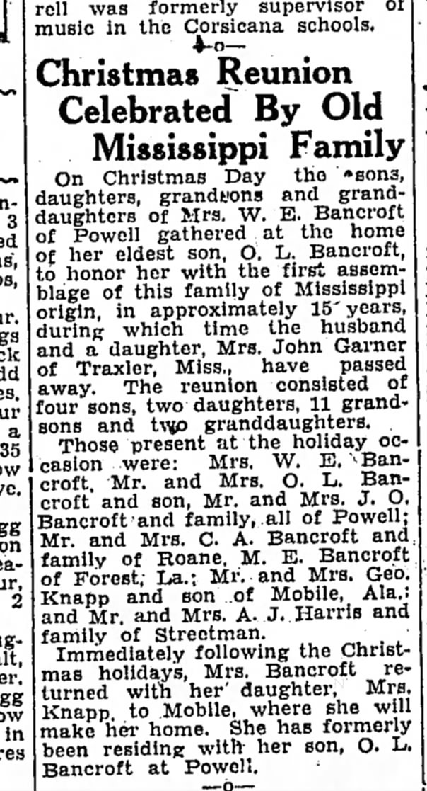 Bancroft Mrs WE reside w/Knapp 1931