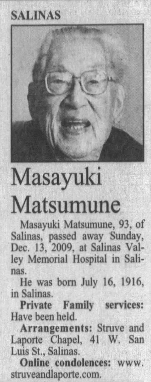 2009 Salinas Californian p4 Obituary Masayuki Matsumune