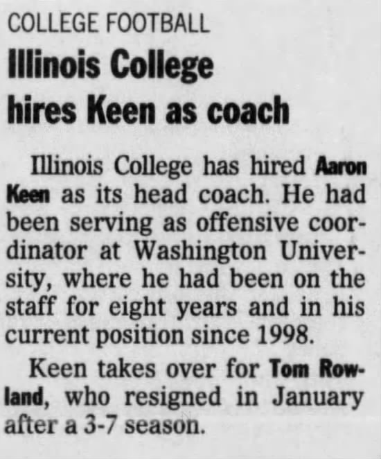 Illinois College hires Keen as coach
