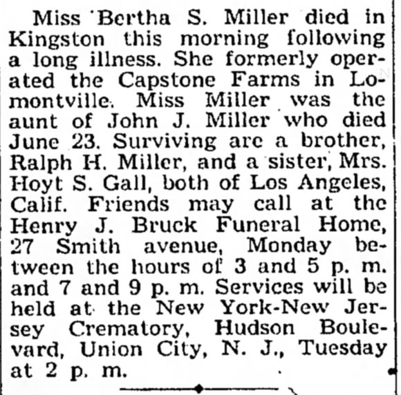 Bertha Miller death notice