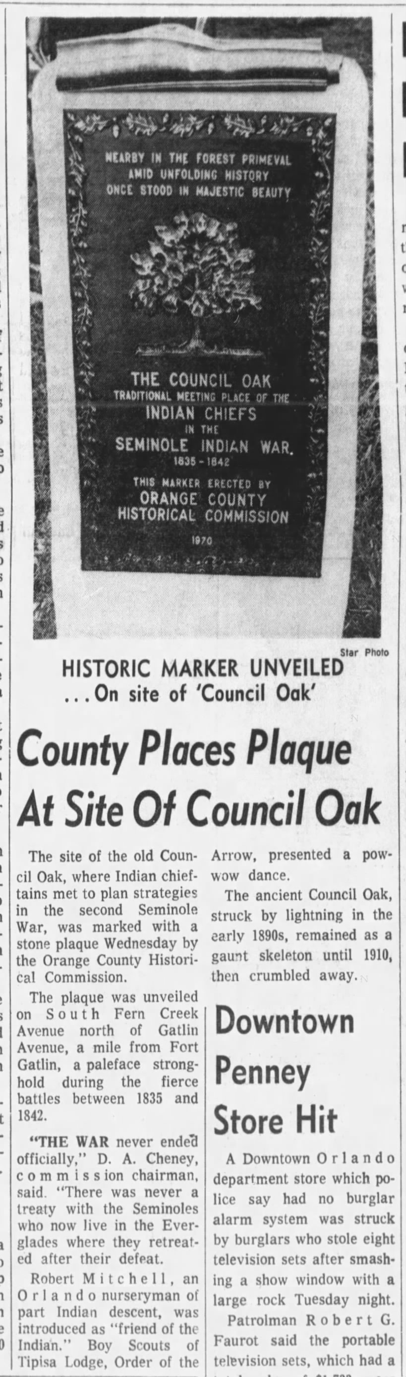 Council Oak marker dedicated