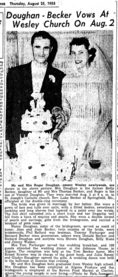 BECKER_DOUGHAN_1955_Wedding_25Aug_TheAlgonaUpperDesMoines_AlgonaIA
