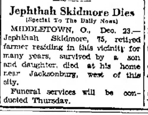 Jephthah Skidmore 1931