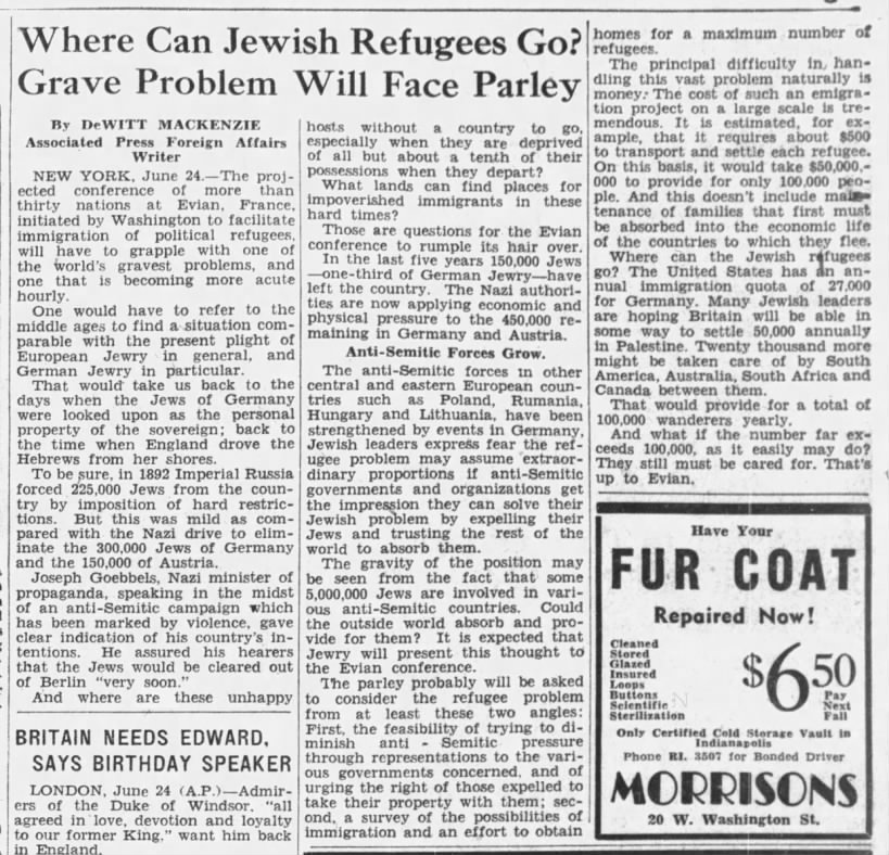 Where Can Jewish Refugees Go? Grave Problem Will Face Parley