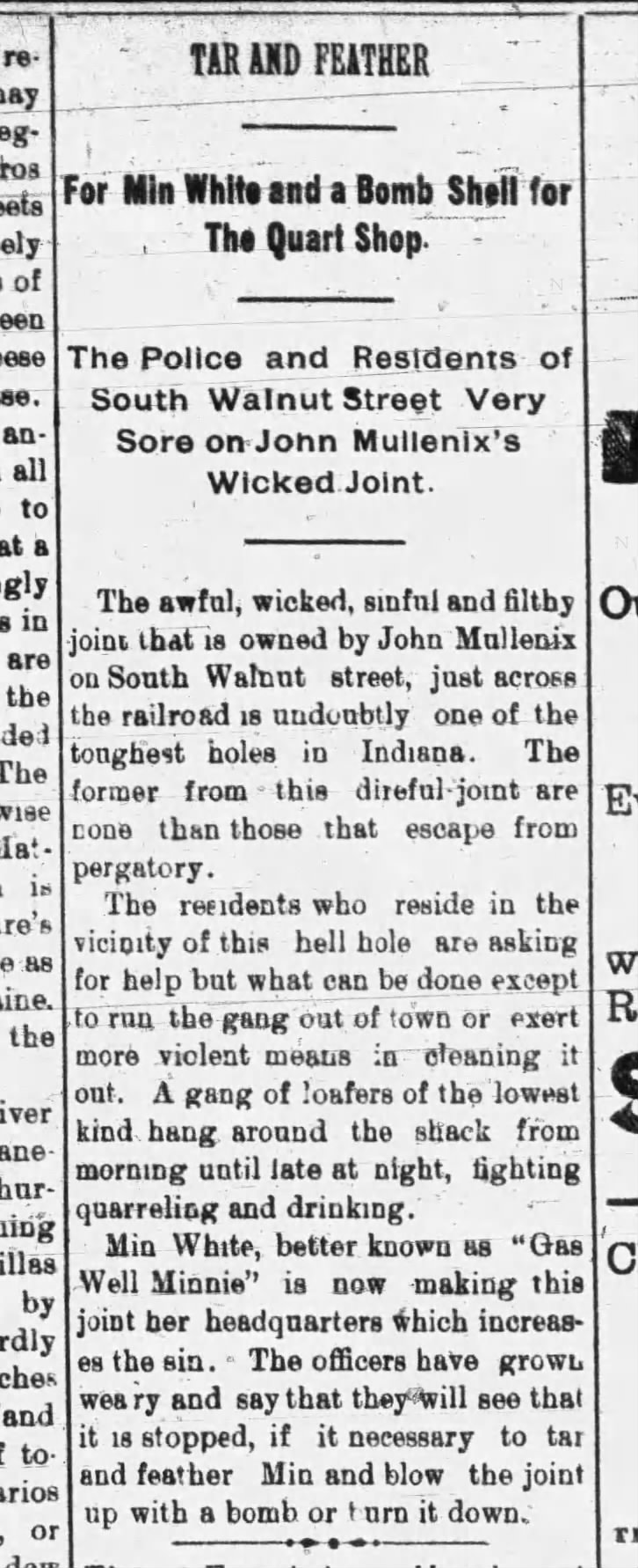 "For Min White," The Muncie Morning News, March 12, 1893.