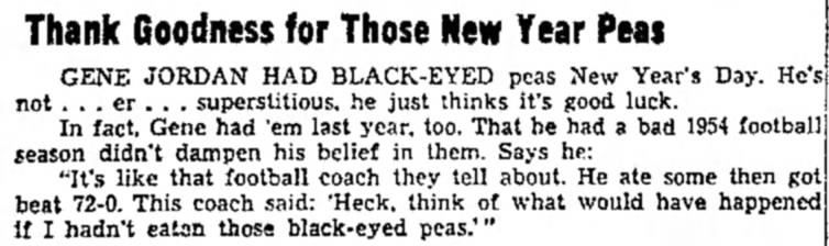 Southern U.S. New Year's tradition: Black-eyed Peas