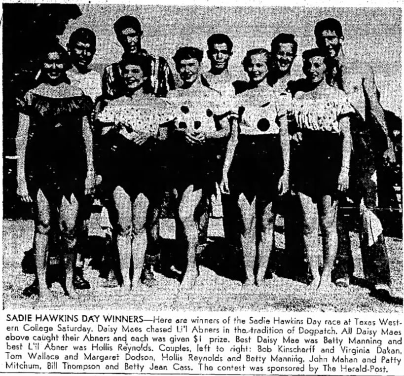 Winners of the Sadie Hawkins Day Race at Texas Western College, 1949