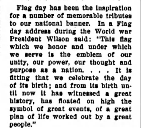 Flag day address during the World war