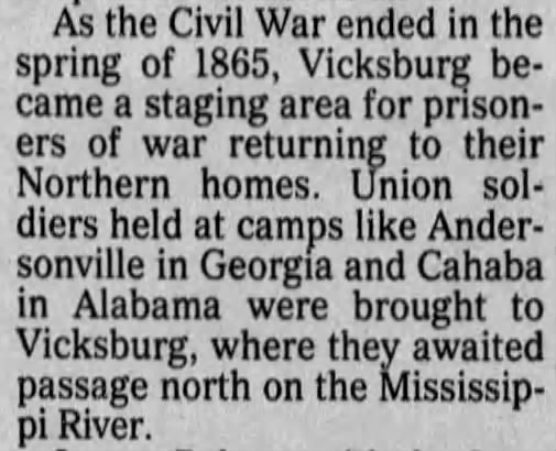 Prisoners of war returning home from Andersonville and Cahaba camps