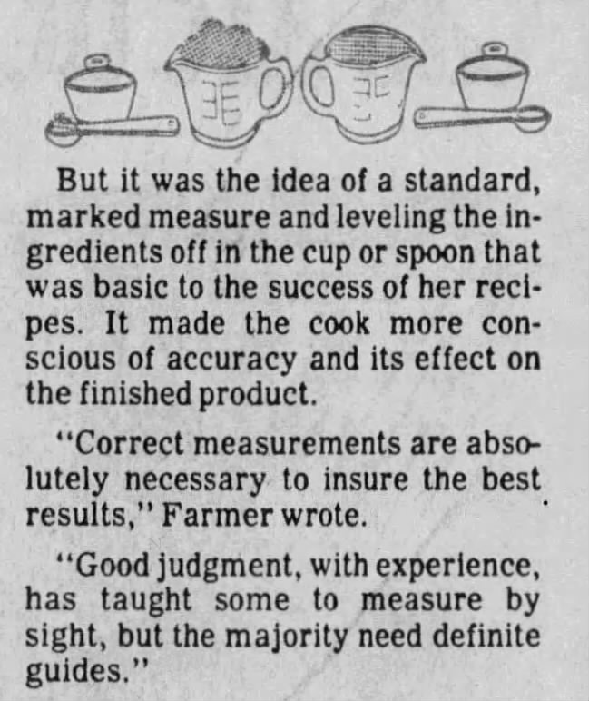 Fannie Farmer's standard measures