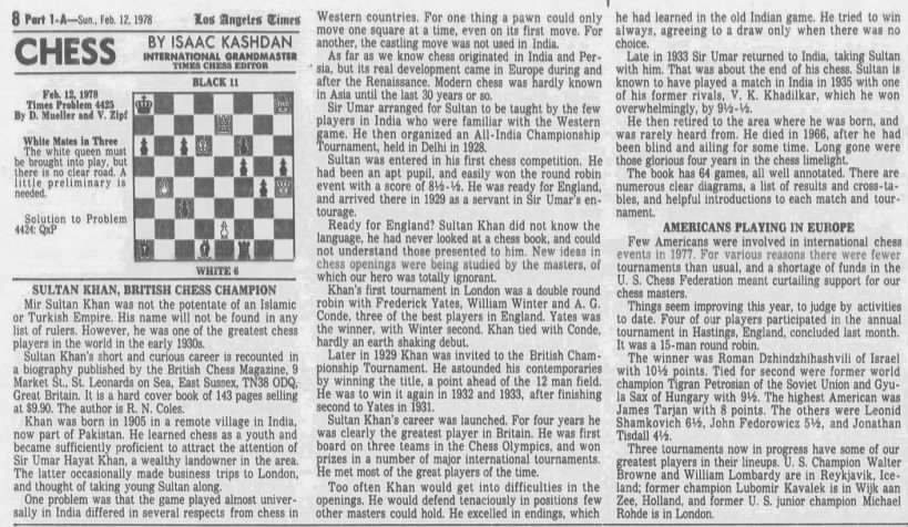Sultan Khan, British Chess Champion, 1978 article
