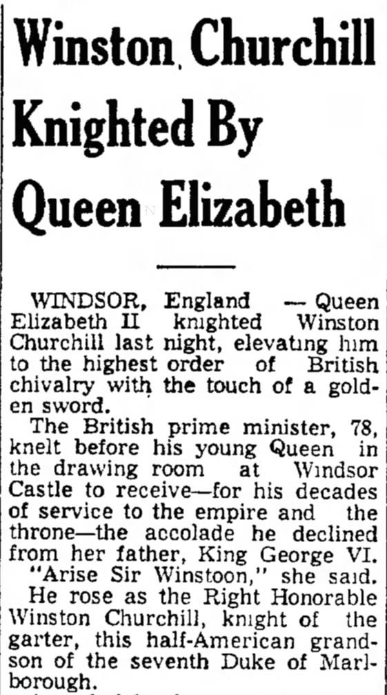 Winston Churchill Knighted