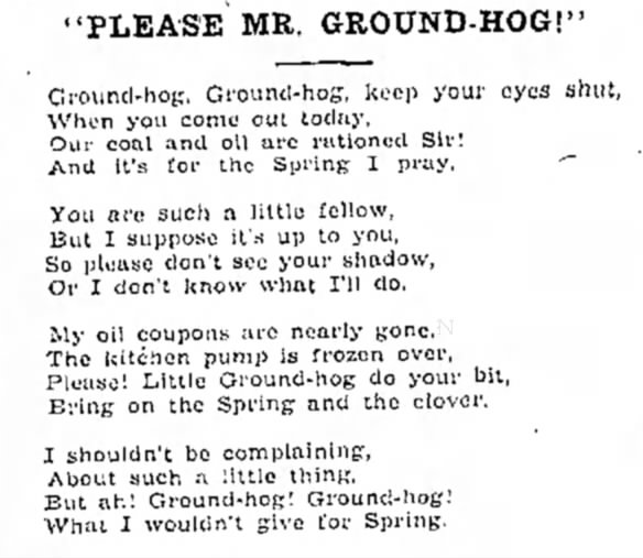 Mr Groundhog Poem - July 1891 (1/2)