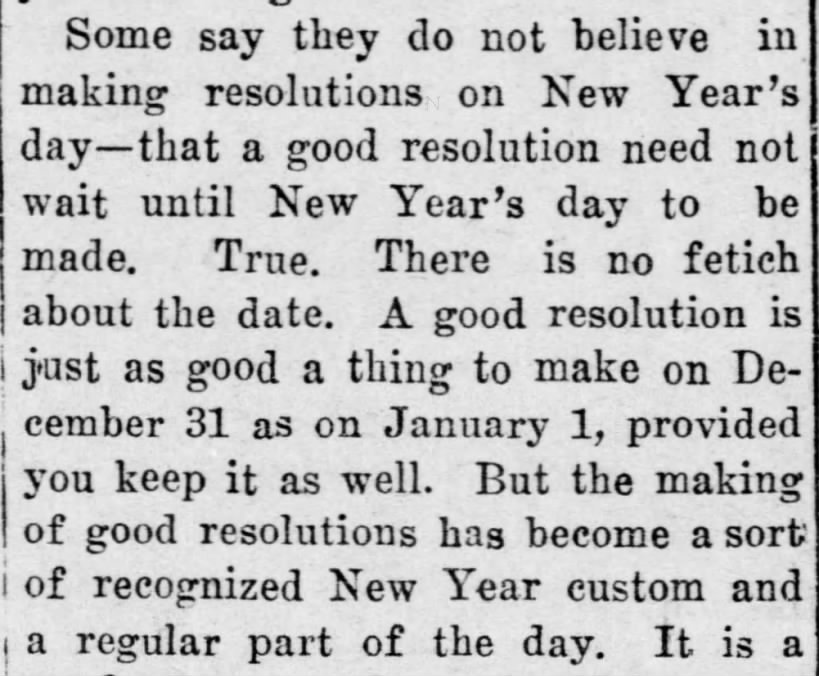 Argument against New Year's resolutions discussed, 1908
